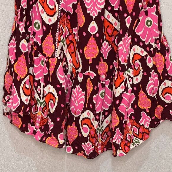 Maaji Totem Short Cover Up Dress Size Large Ikat Burgundy Print NEW $98 - Picture 7 of 9